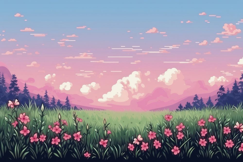 Flower field backgrounds landscape grassland. AI generated Image by rawpixel.