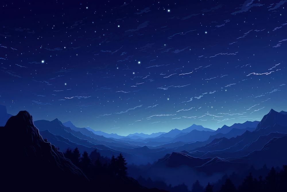 Night sky landscape mountain outdoors. AI generated Image by rawpixel.
