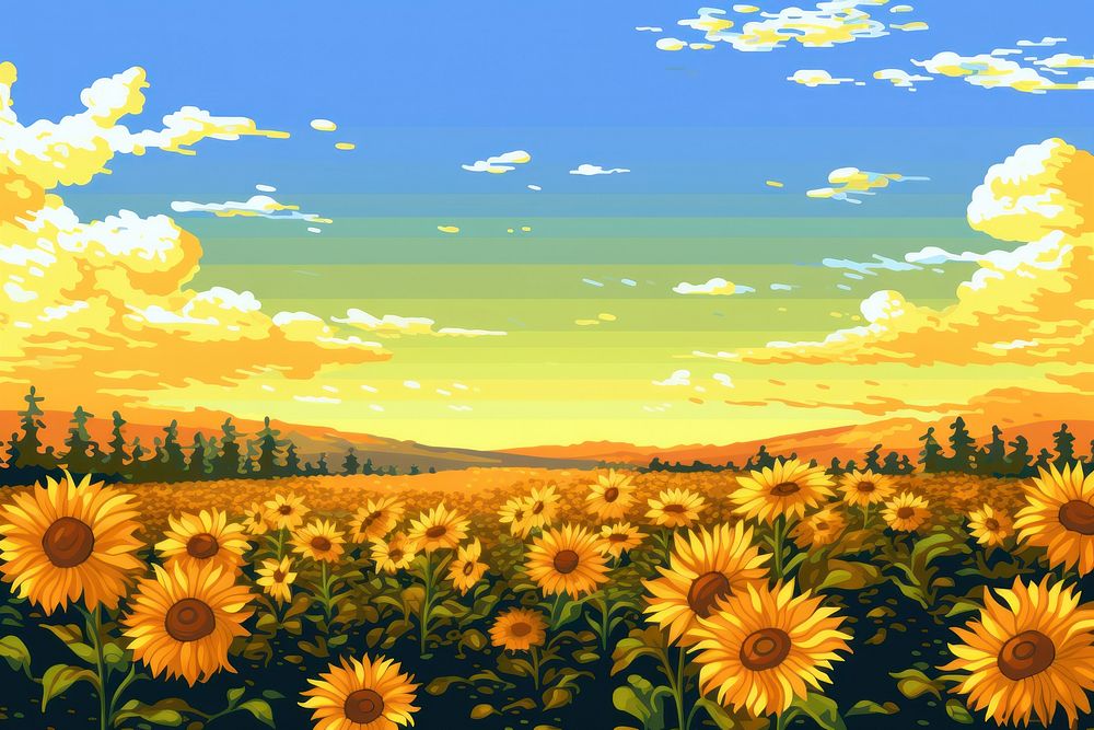 Sun flower field landscape agriculture backgrounds. AI generated Image by rawpixel.