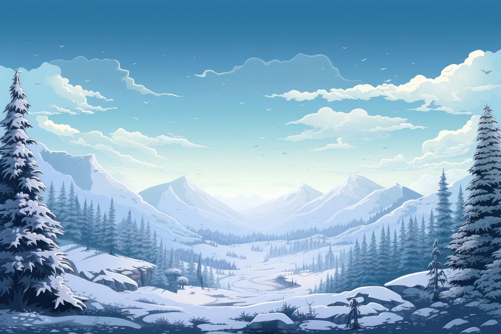 Winter landscape mountain outdoors. AI generated Image by rawpixel.