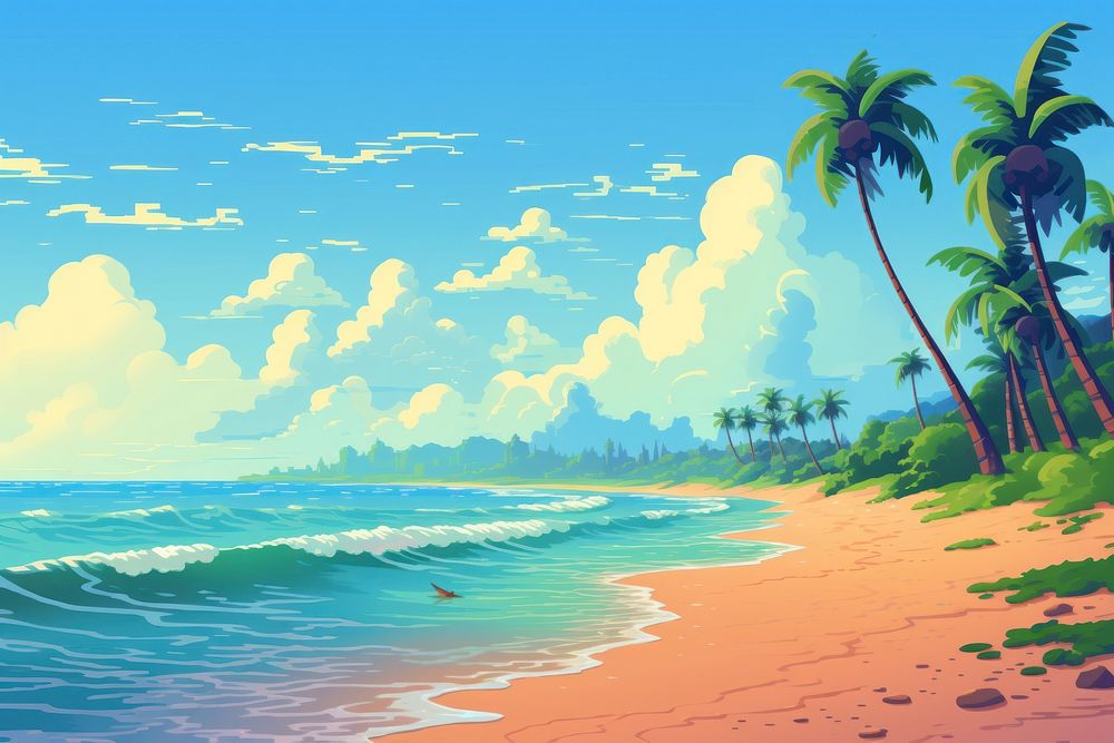 Beach landscape outdoors nature. AI generated Image by rawpixel.