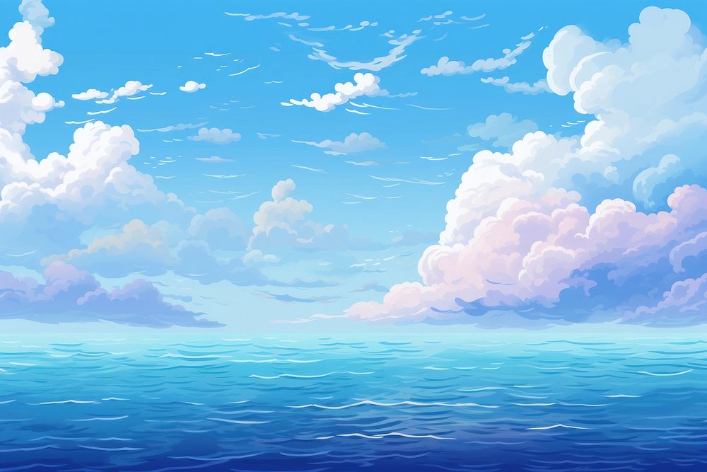 Pixel art is a sea backgrounds outdoors horizon. AI generated Image by rawpixel.