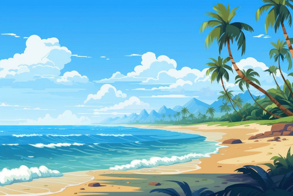 Summer beach landscape outdoors nature. AI generated Image by rawpixel.