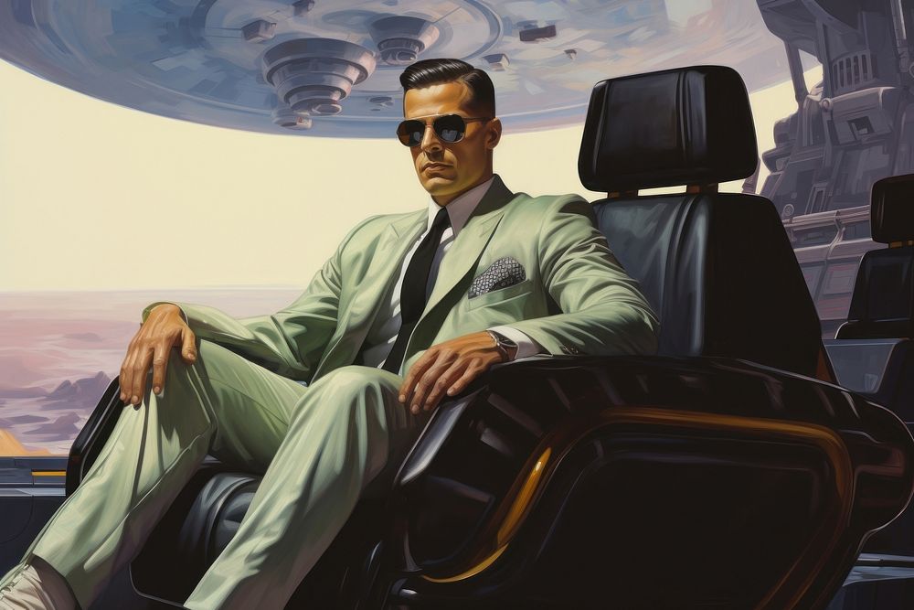 Man in modern fashion vehicle sitting adult.