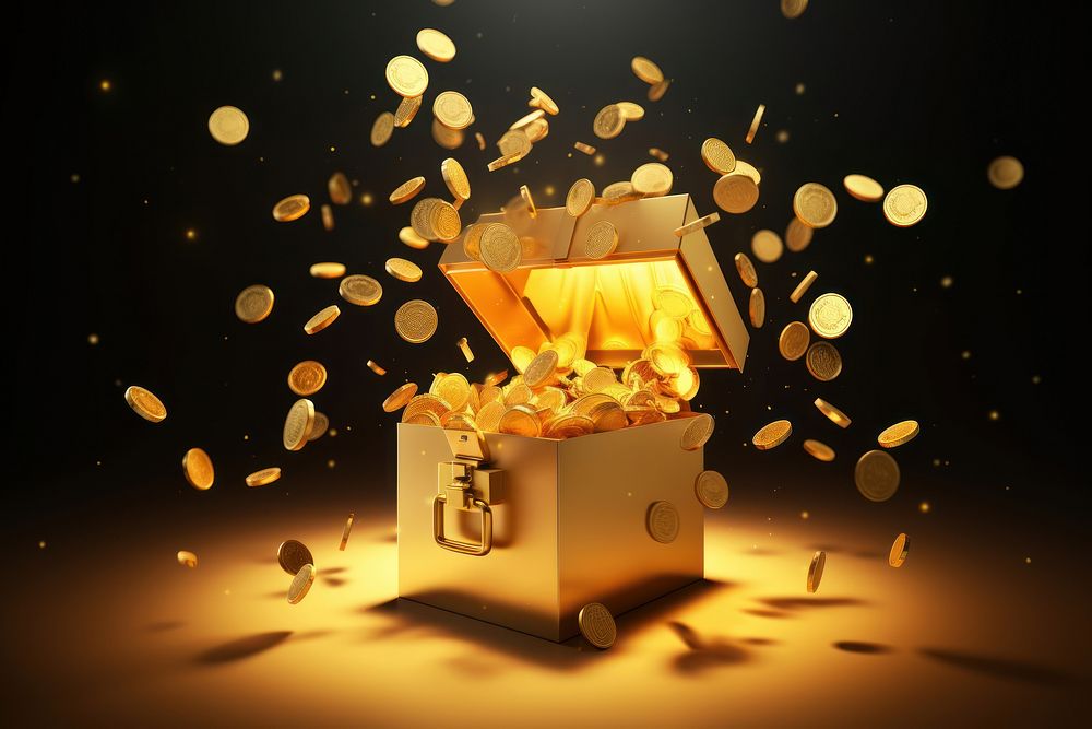 Gift box currency night gold. AI generated Image by rawpixel.