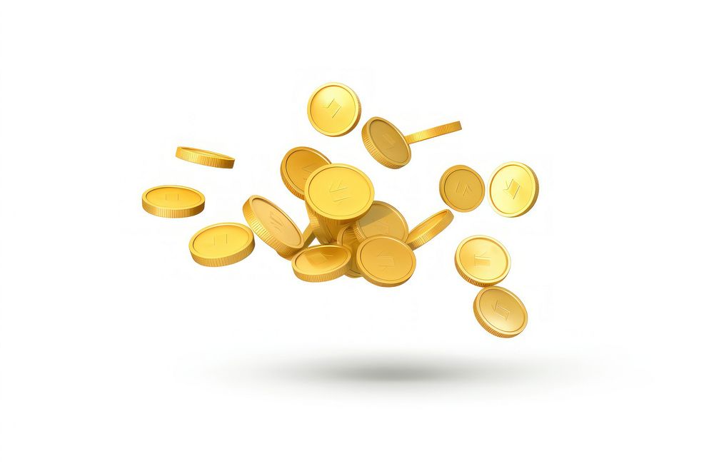 Coins flying money gold white background. AI generated Image by rawpixel.