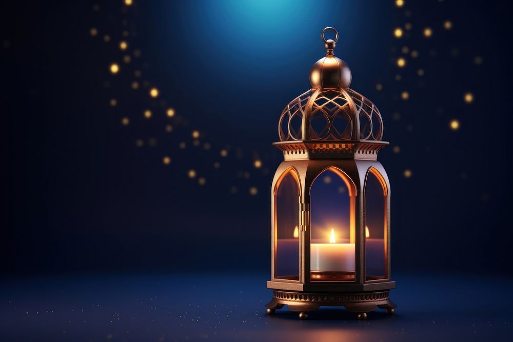 Ornamental Arabic lantern lighting glowing burning.