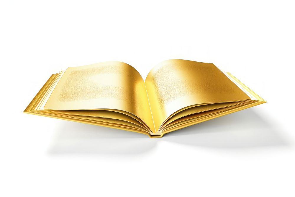 Gold open book publication page white background. AI generated Image by rawpixel.