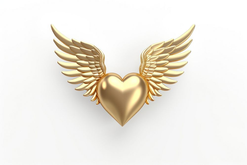 Round heart with mini wings gold jewelry symbol. AI generated Image by rawpixel.