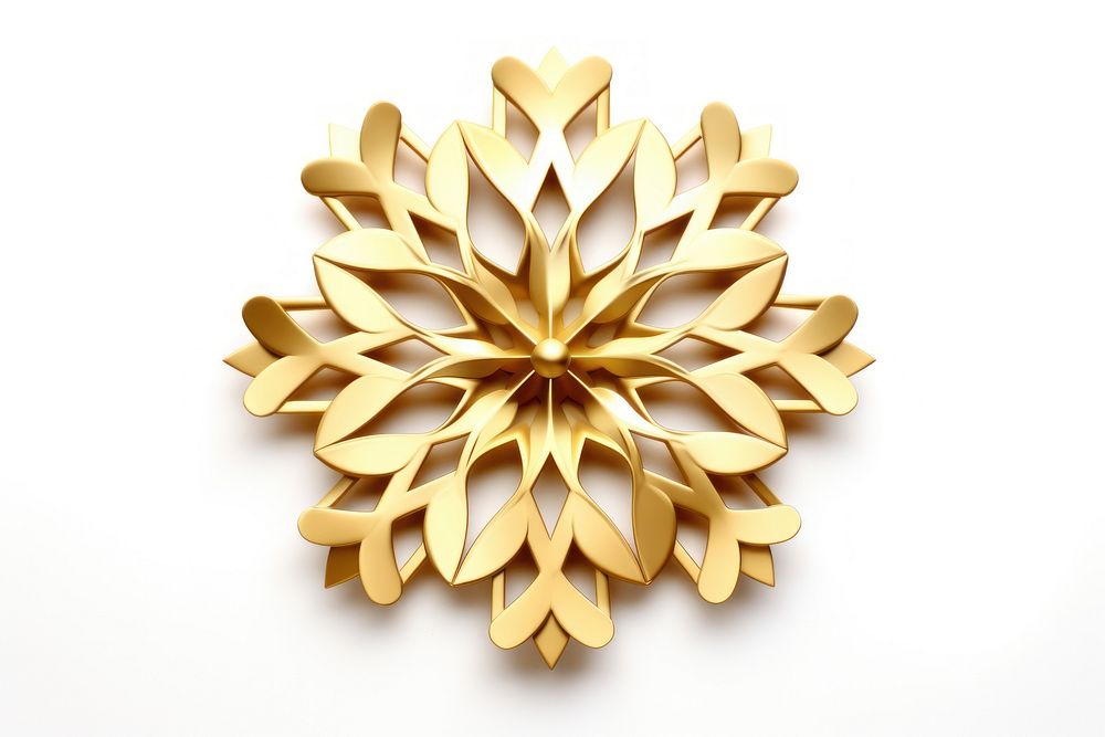 Snowflake gold brooch white background. AI generated Image by rawpixel.