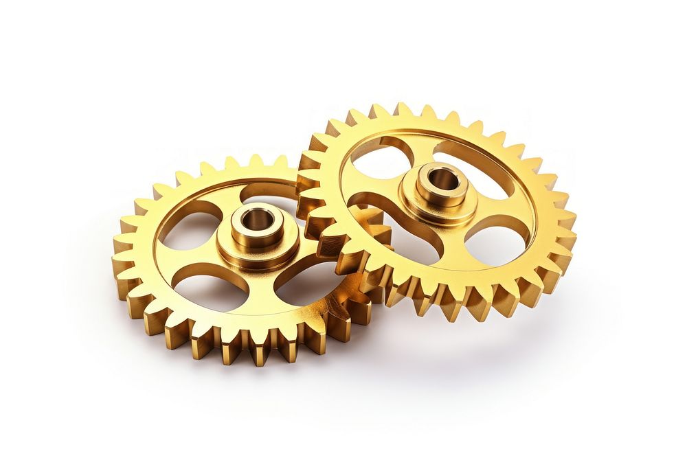 Two gears gold white background clockworks. AI generated Image by rawpixel.