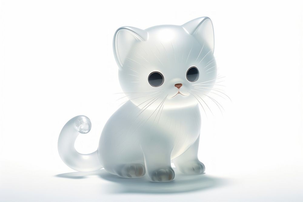 Transparent glass cute kitten animal mammal white.