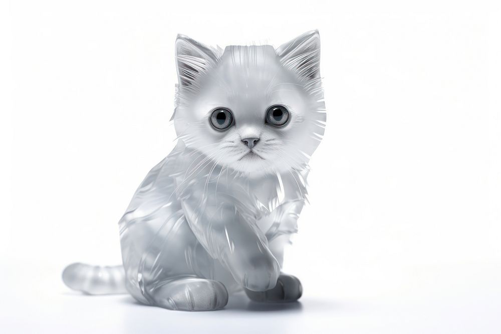 Transparent glass cute kitten mammal animal white.