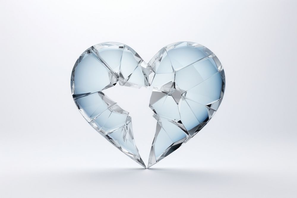 Transparent glass broken 2 half heart jewelry destruction accessories.
