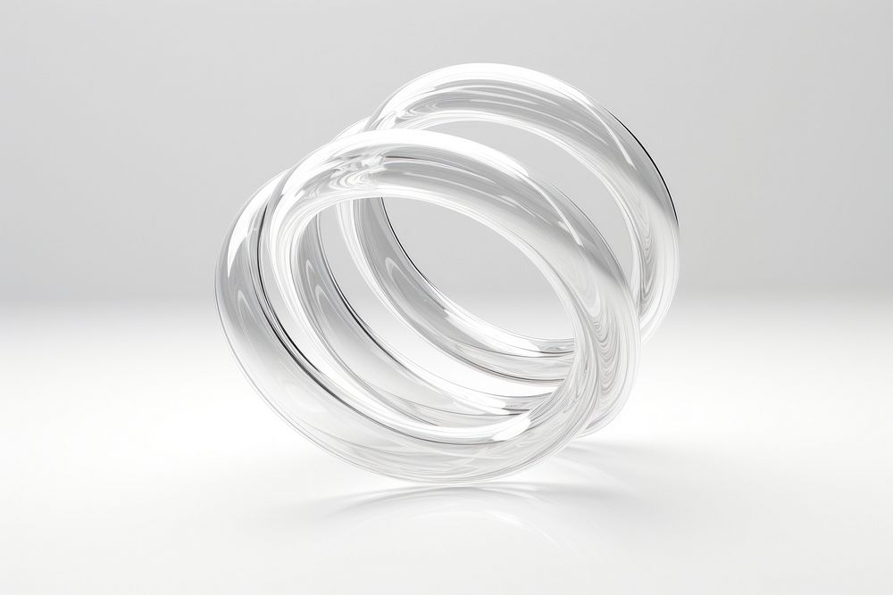 Transparent glass freeform coil spring platinum jewelry silver.