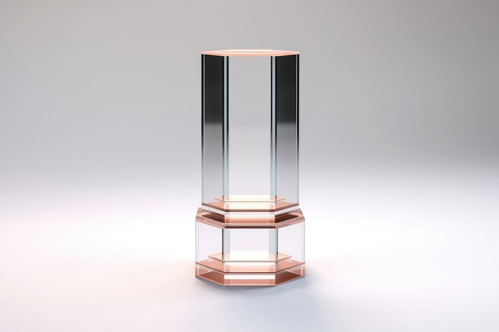 Transparent glass hexagonal pillar lamp white background simplicity.