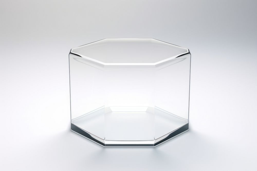 Transparent glass of pentagon pillar white background simplicity porcelain.