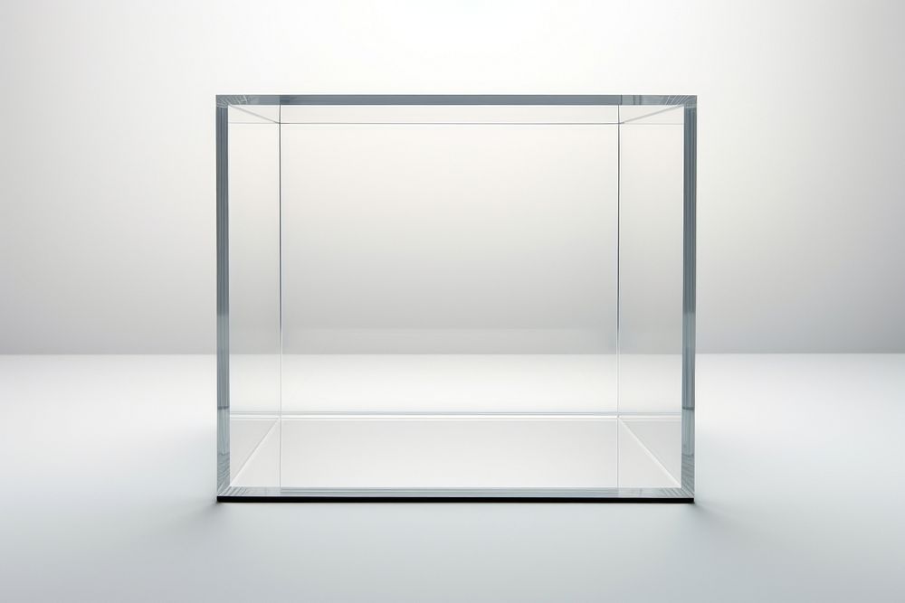 Transparent glass open box white background simplicity rectangle.
