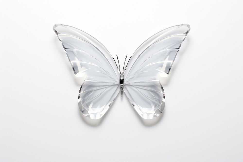 Transparent glass mini simple butterfly animal insect white.