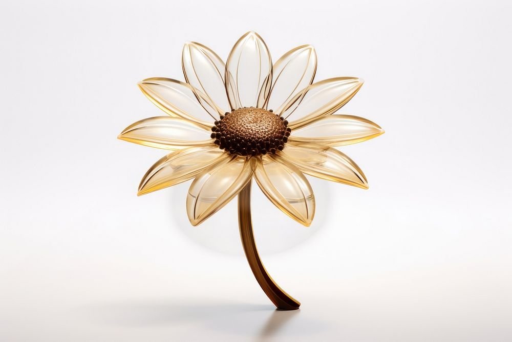 Transparent glass mini sunflower plant daisy white.