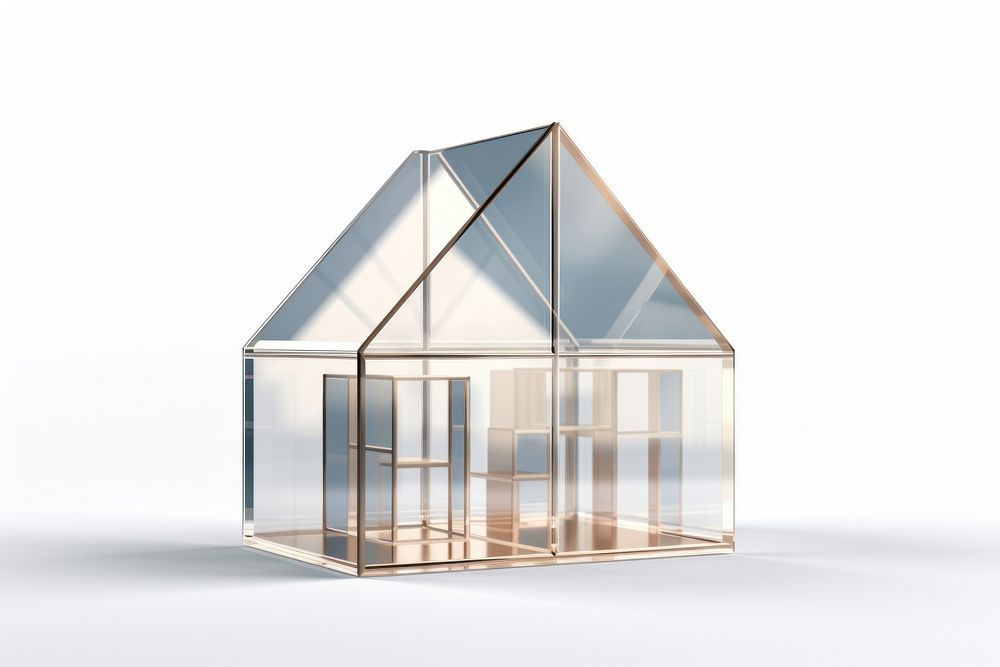 Transparent glass simple house icon outdoors white background architecture.