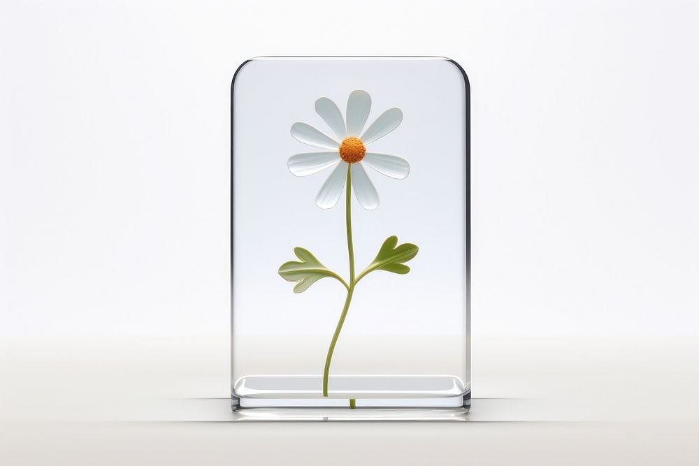 Transparent glass simple wildflower icon plant daisy white.