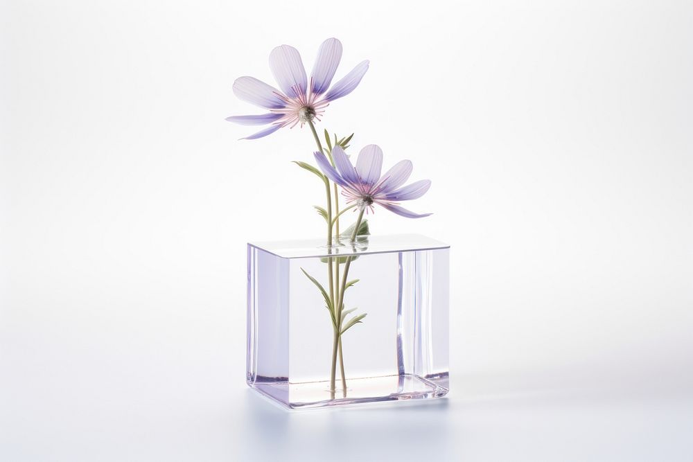 Transparent glass simple wildflower icon petal plant vase.