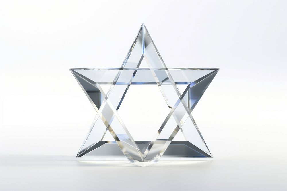 Transparent glass star of david jewelry white background accessories.