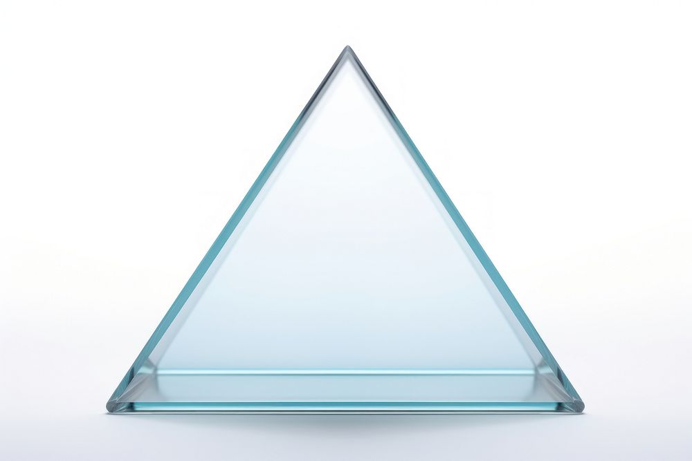 Transparent glass triangle sheet white background simplicity turquoise.