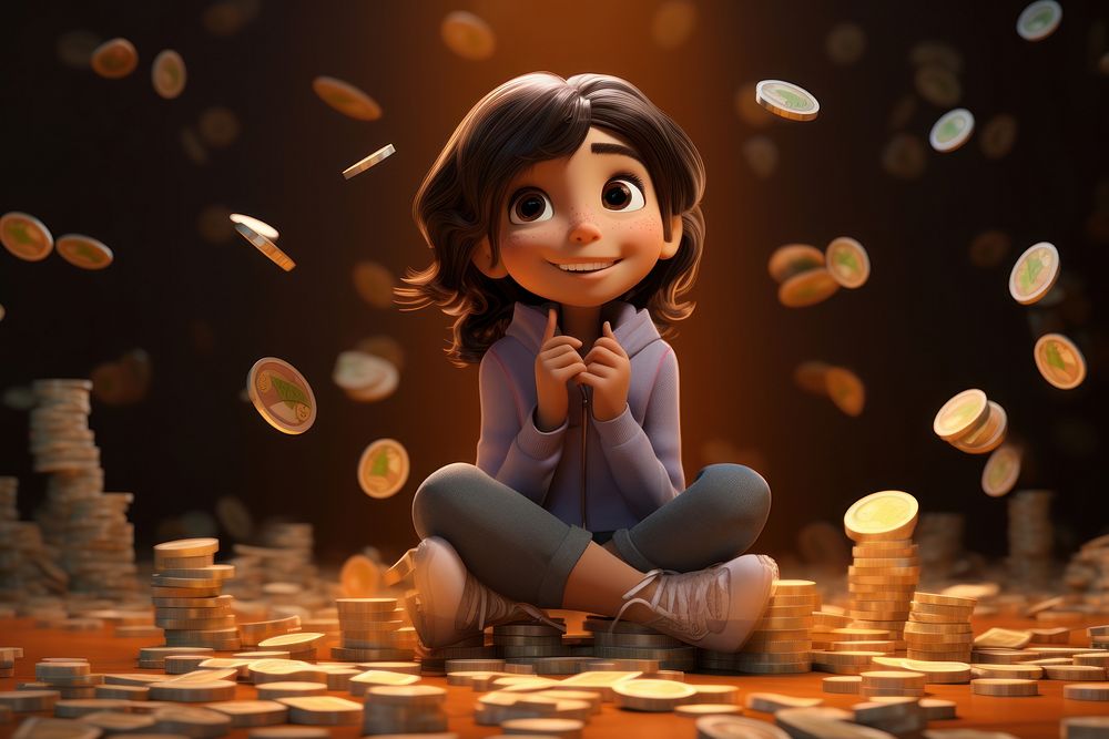 Girl cartoon representation investment. AI generated Image by rawpixel.