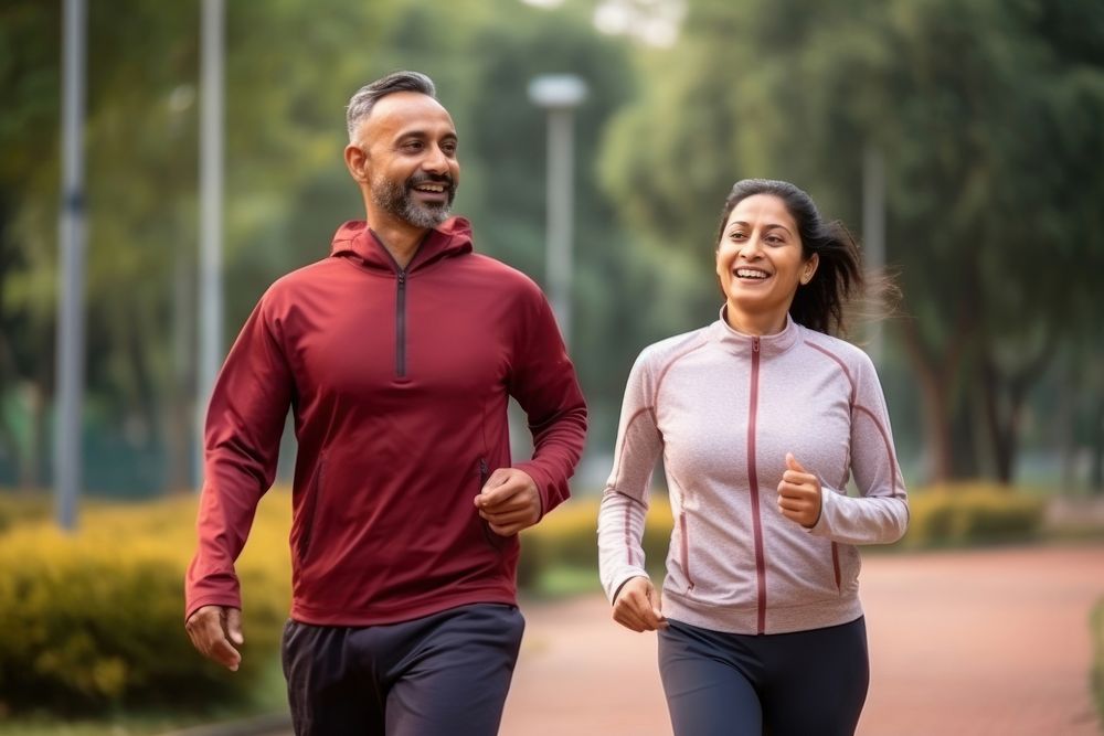 South asian jogging running sports. AI generated Image by rawpixel.