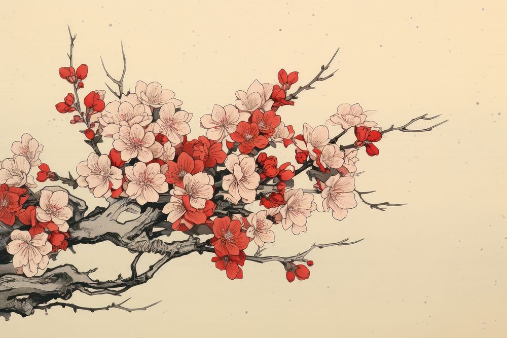 An isolated sakura bouquet flower art painting. AI generated Image by rawpixel.