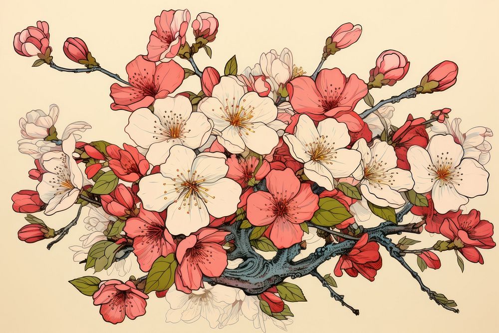 An isolated sakura bouquet flower art blossom. AI generated Image by rawpixel.