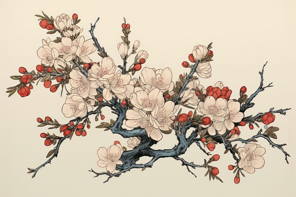 An isolated sakura bouquet flower art blossom. AI generated Image by rawpixel.
