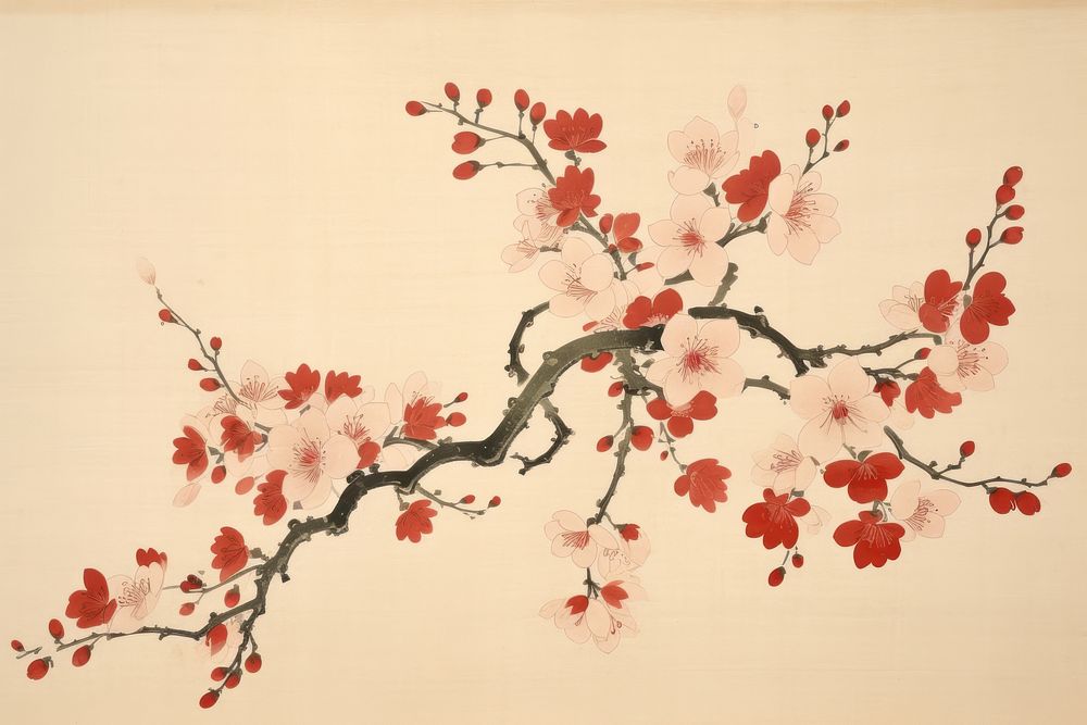 A isolated sakura flower backgrounds painting blossom. AI generated Image by rawpixel.