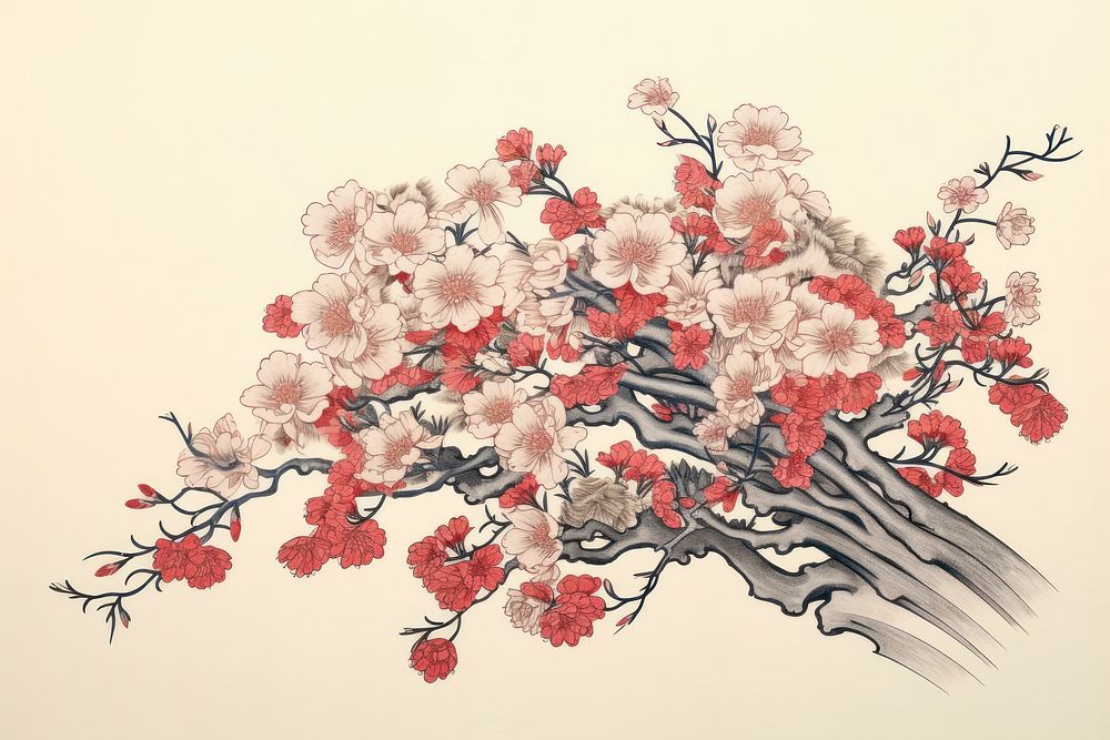 Isolated sakura bouquet painting art blossom. AI generated Image by rawpixel.