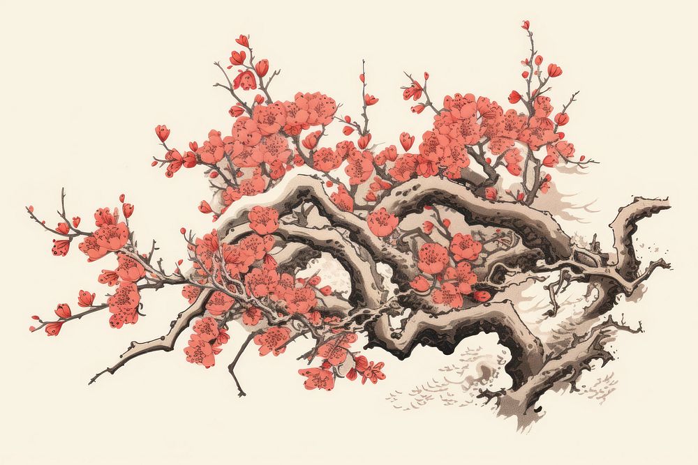 Isolated sakura bouquet art painting blossom. AI generated Image by rawpixel.