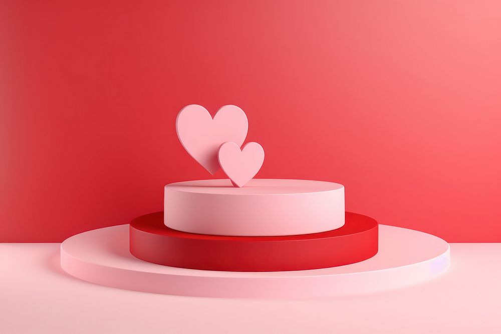 Vector valentines day with 3d cylinder pedestal podium platform dessert cake food.