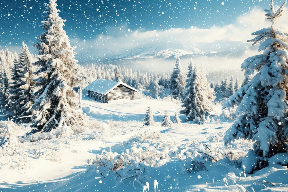 Winter landscape outdoors nature house. AI generated Image by rawpixel.