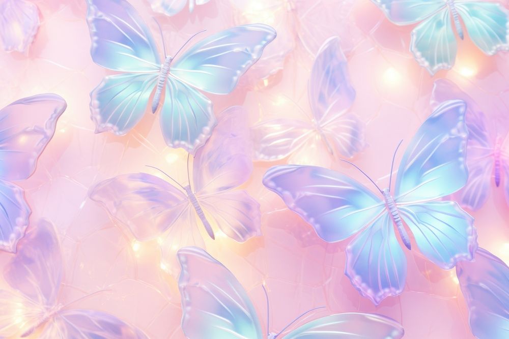 Pastel 3d butterfly aesthetic holographic graphics pattern petal.