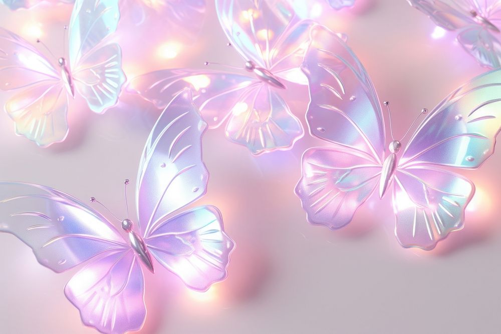 Pastel 3d butterfly aesthetic holographic graphics pattern nature.