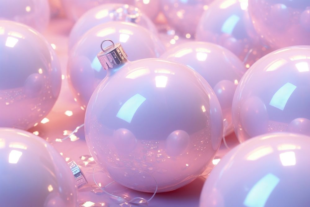 Pastel 3d christmas ball aesthetic holographic balloon illuminated celebration.