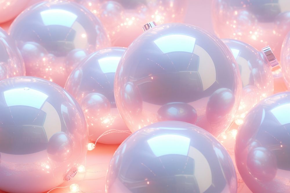 Pastel 3d christmas ball aesthetic holographic sphere illuminated backgrounds.
