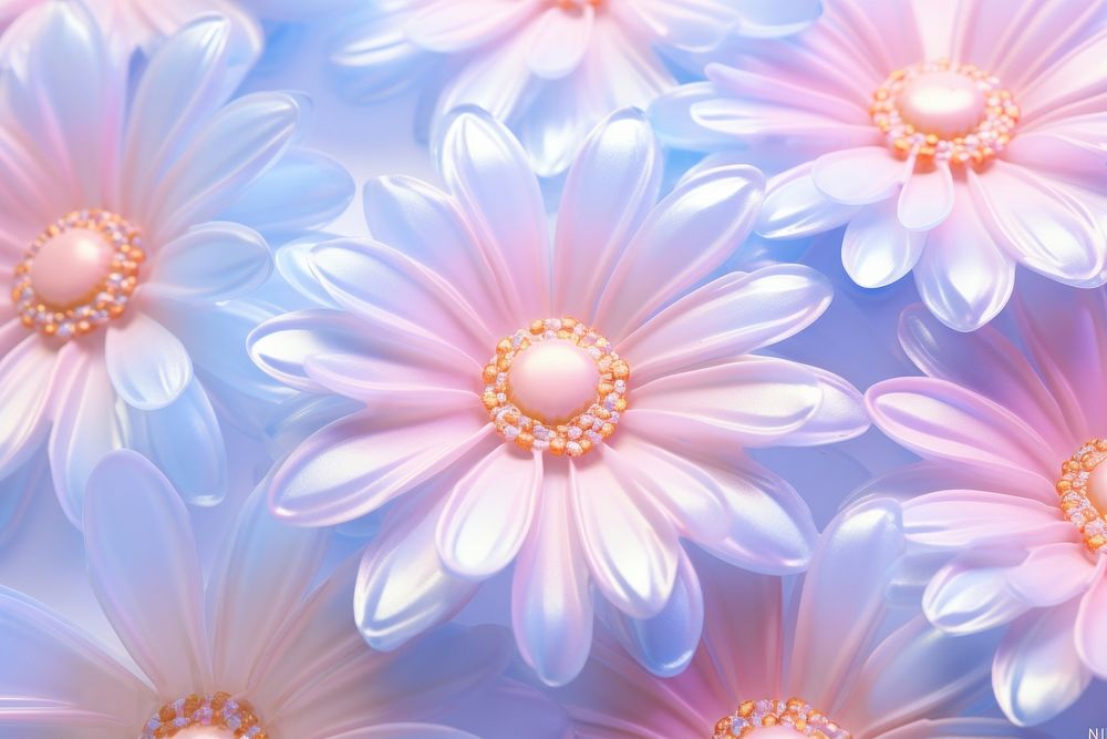 Pastel 3d daisy holographic pattern flower plant.