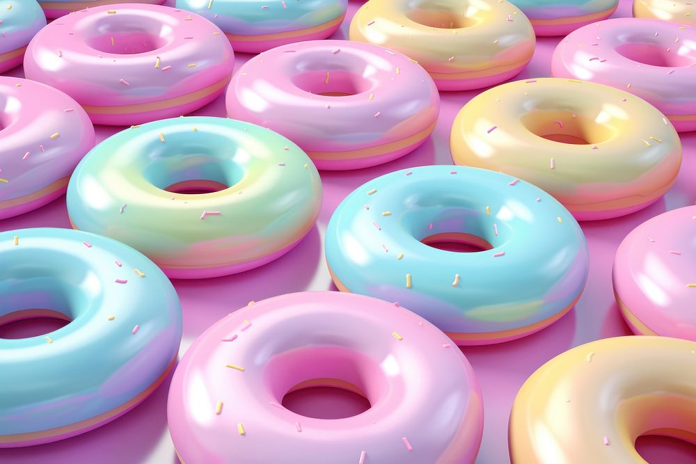 Pastel 3d donut holographic backgrounds food confectionery.