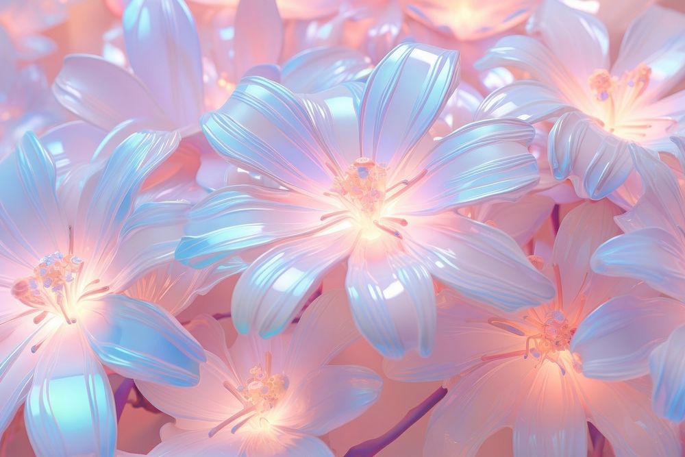 Pastel 3d flower aesthetic holographic nature petal plant.