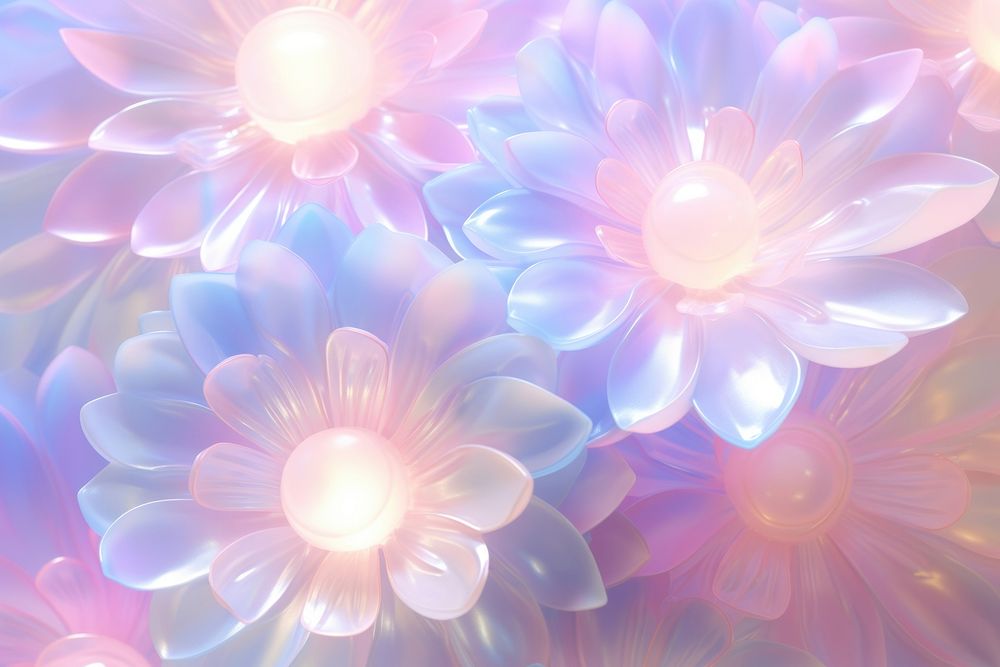 Pastel 3d flower holographic pattern graphics purple.