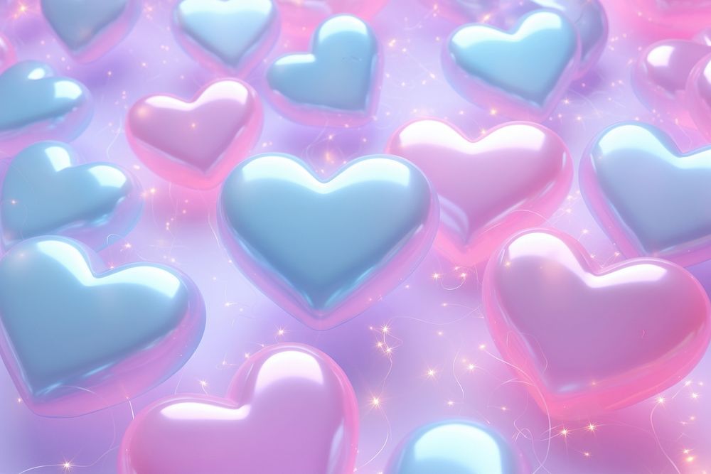 Pastel 3d heart aesthetic holographic backgrounds decoration furniture.