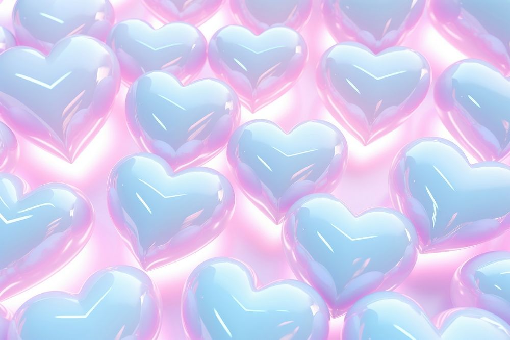 Pastel 3d heart aesthetic holographic purple confectionery backgrounds.