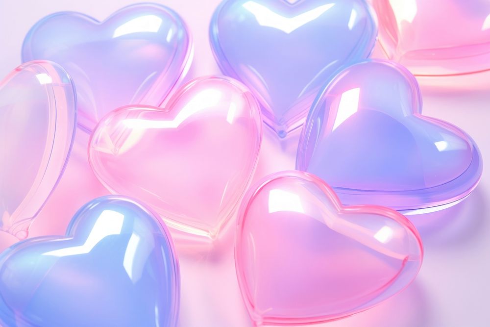 Pastel 3d heart aesthetic holographic balloon confectionery backgrounds.